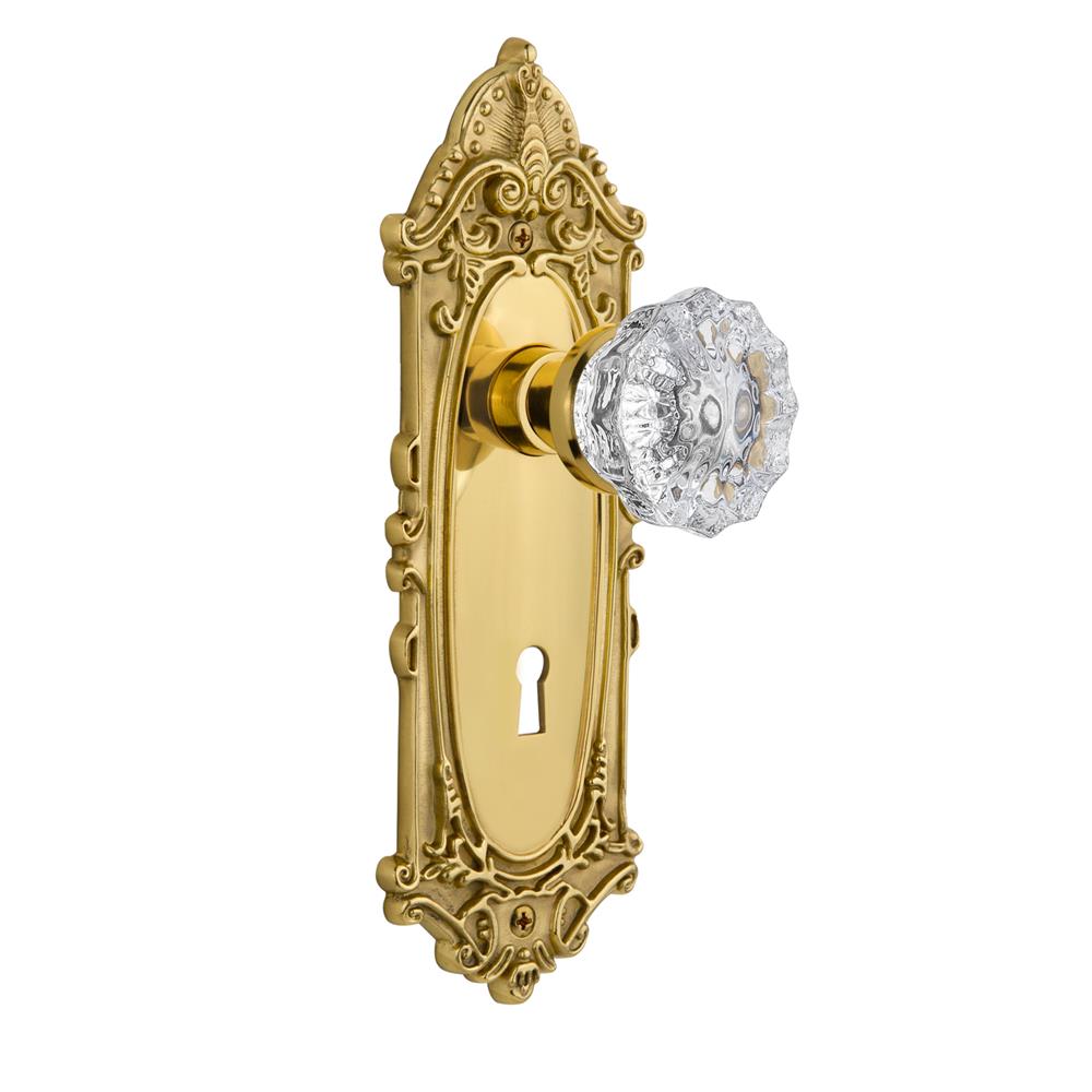 Nostalgic Warehouse VICCRY Single Dummy Victorian Plate with Crystal Knob and Keyhole in Polished Brass